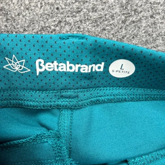 Betabrand Dress Pant Yoga Pants Women L Petite Teal Blue Micro Dot Straight Leg - Picture 8 of 13